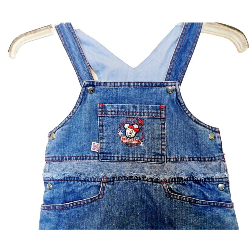 Vtg Minnie Mouse Denim Dress Overalls Disney Size 8 Girls